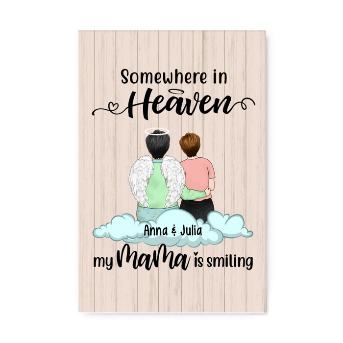 Personalized Canvas, Some Where In Heaven My Mama Is Smilling, Memorial Gifts For Loss Of Mother