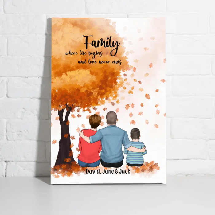 Personalized Canvas, Family Sitting Together, Gift for Family