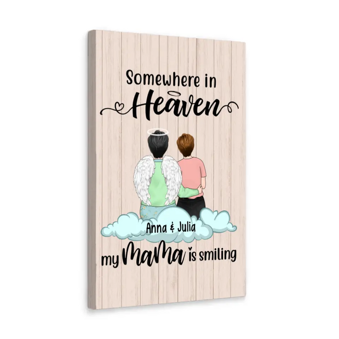 Personalized Canvas, Some Where In Heaven My Mama Is Smilling, Memorial Gifts For Loss Of Mother