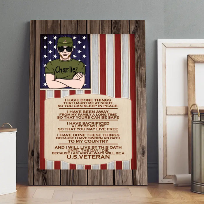 Personalized Canvas, I Am And Always Will Be A U.S. Veteran, Gifts For Veterans