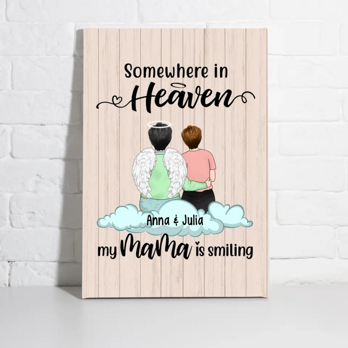 Personalized Canvas, Some Where In Heaven My Mama Is Smilling, Memorial Gifts For Loss Of Mother