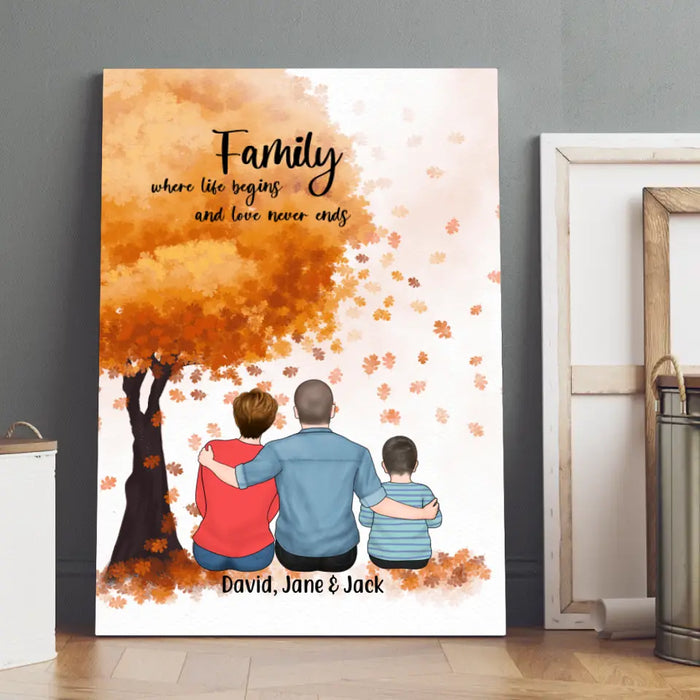 Personalized Canvas, Family Sitting Together, Gift for Family