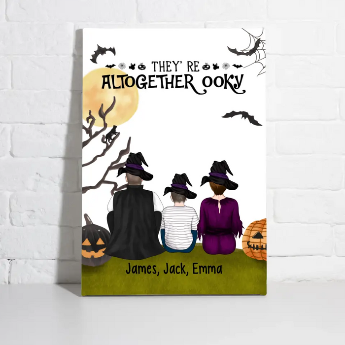 Personalized Canvas, They're Altogether Ooky, Witch And Wizard, Gifts For Halloween Family