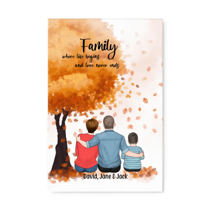 Personalized Canvas, Family Sitting Together, Gift for Family