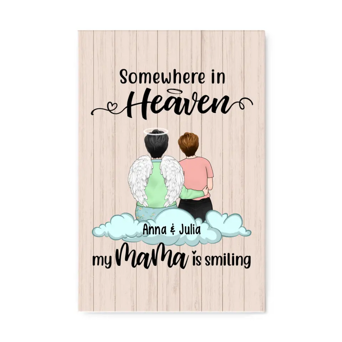 Personalized Canvas, Some Where In Heaven My Mama Is Smilling, Memorial Gifts For Loss Of Mother