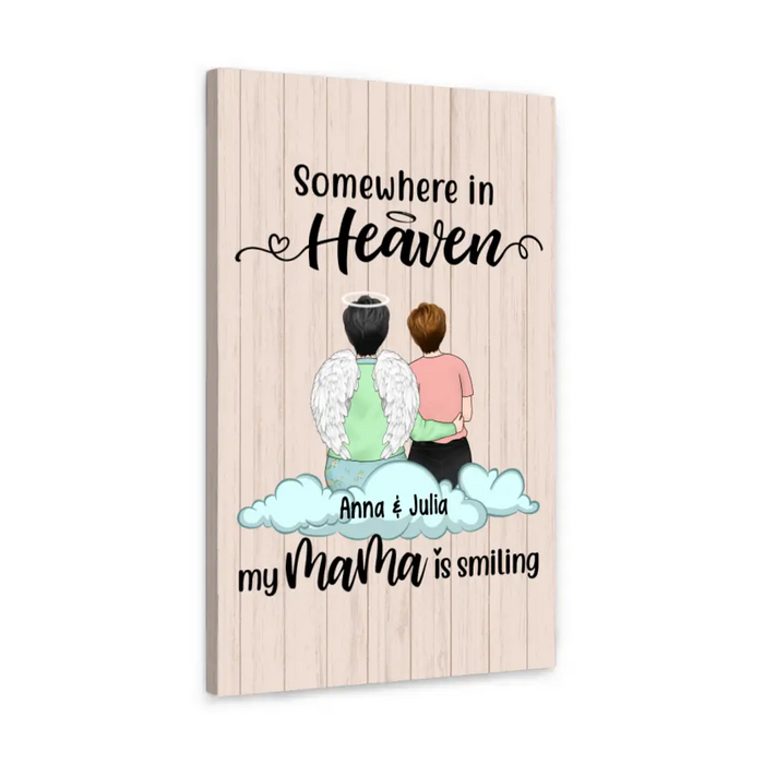 Personalized Canvas, Some Where In Heaven My Mama Is Smilling, Memorial Gifts For Loss Of Mother