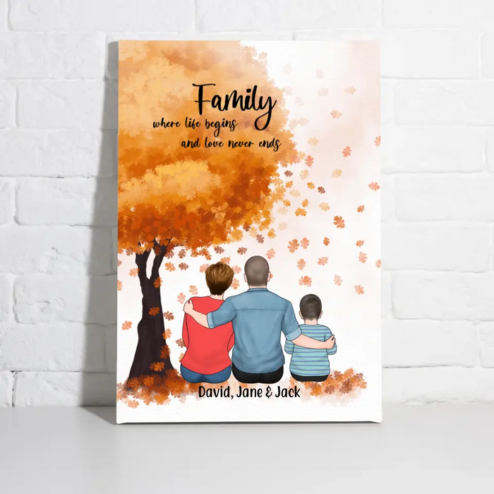 Personalized Canvas, Family Sitting Together, Gift for Family