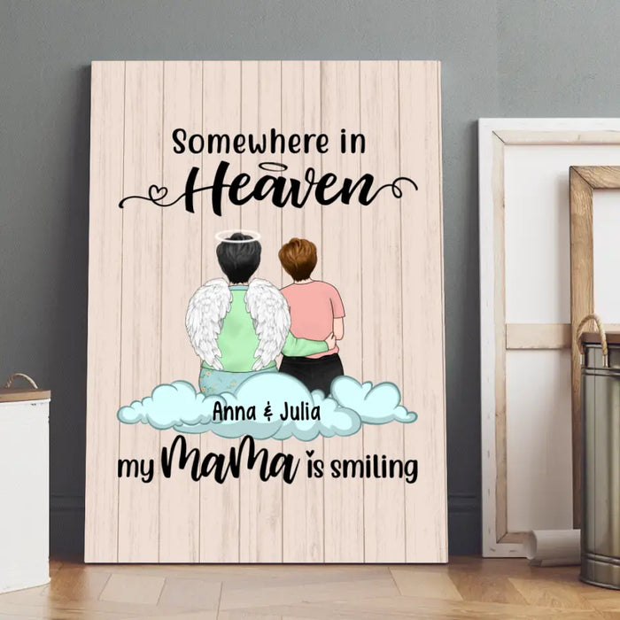 Personalized Canvas, Some Where In Heaven My Mama Is Smilling, Memorial Gifts For Loss Of Mother