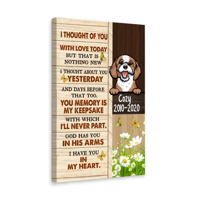 Personalized Canvas, I Thought Of You, Memorial Gift for Dog Loss, Gift for Dog Lover