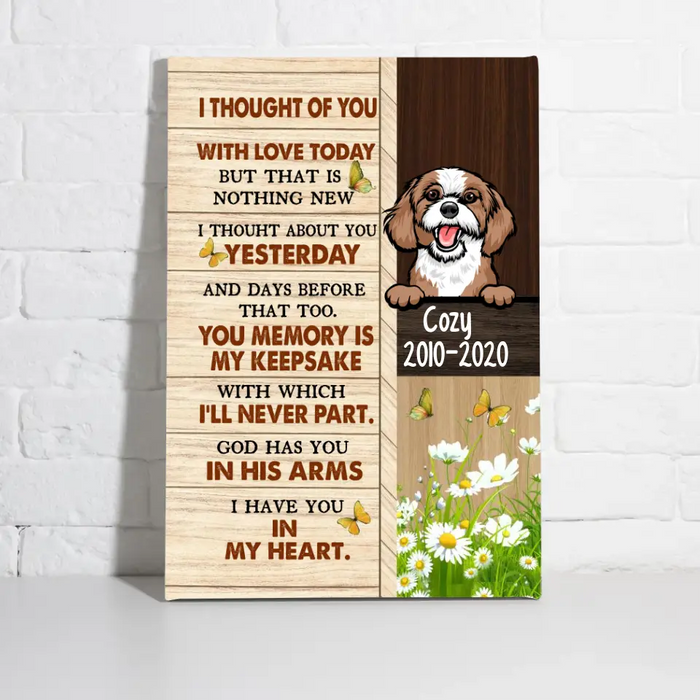 Personalized Canvas, I Thought Of You, Memorial Gift for Dog Loss, Gift for Dog Lover