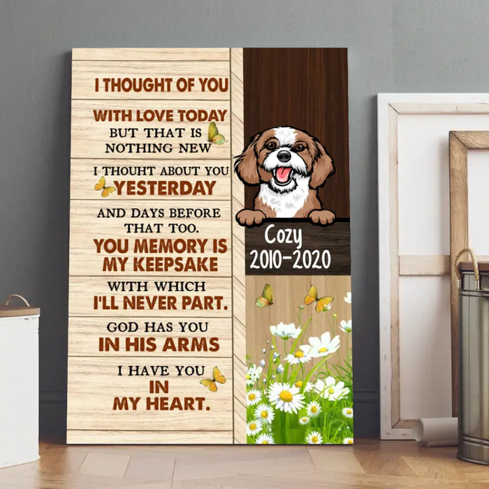 Personalized Canvas, I Thought Of You, Memorial Gift for Dog Loss, Gift for Dog Lover