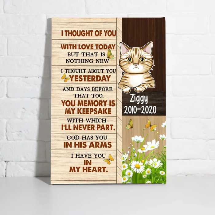 Personalized Canvas, I Thought Of You, Memorial Gift for Cat Loss, Gift for Cat Lover