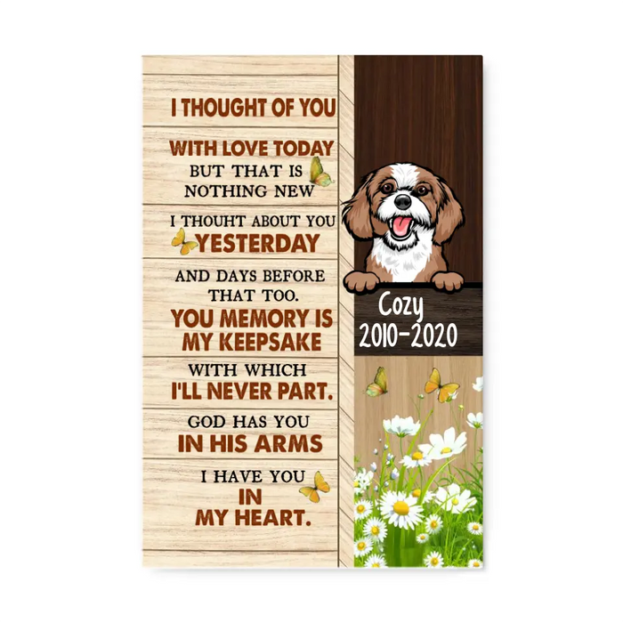 Personalized Canvas, I Thought Of You, Memorial Gift for Dog Loss, Gift for Dog Lover