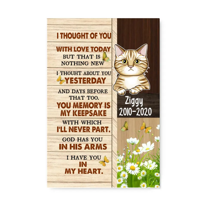 Personalized Canvas, I Thought Of You, Memorial Gift for Cat Loss, Gift for Cat Lover