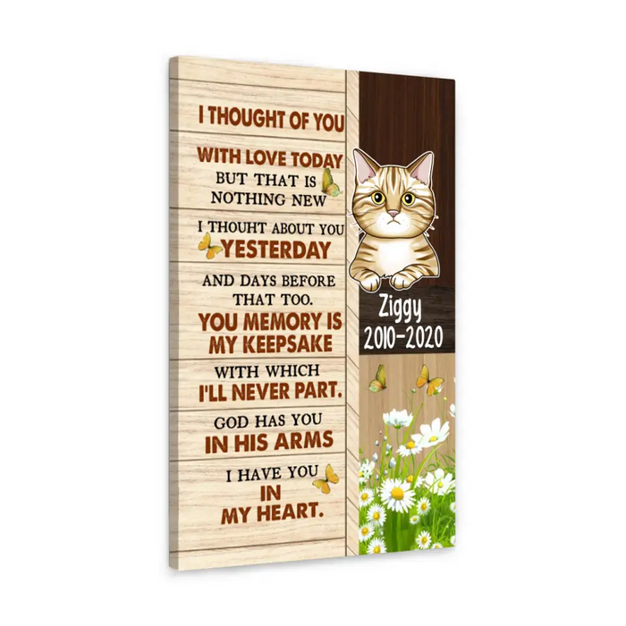 Personalized Canvas, I Thought Of You, Memorial Gift for Cat Loss, Gift for Cat Lover