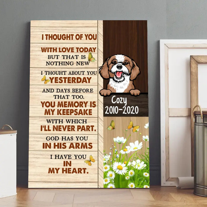 Personalized Canvas, I Thought Of You, Memorial Gift for Dog Loss, Gift for Dog Lover