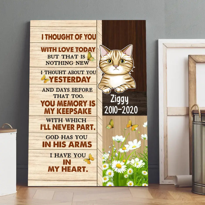 Personalized Canvas, I Thought Of You, Memorial Gift for Cat Loss, Gift for Cat Lover