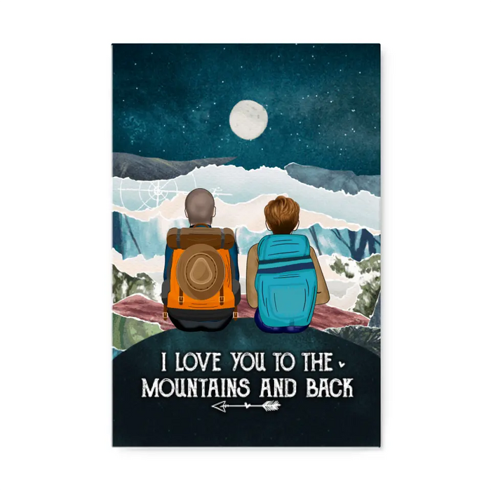 Personalized Canvas, Hiking Couple On Top Of Mountain, Gifts For Hiking Lovers