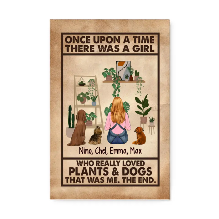 Personalized Canvas, A Girl Who Really Loved Plants And Dogs, Gift For Gardeners And Dog Lovers