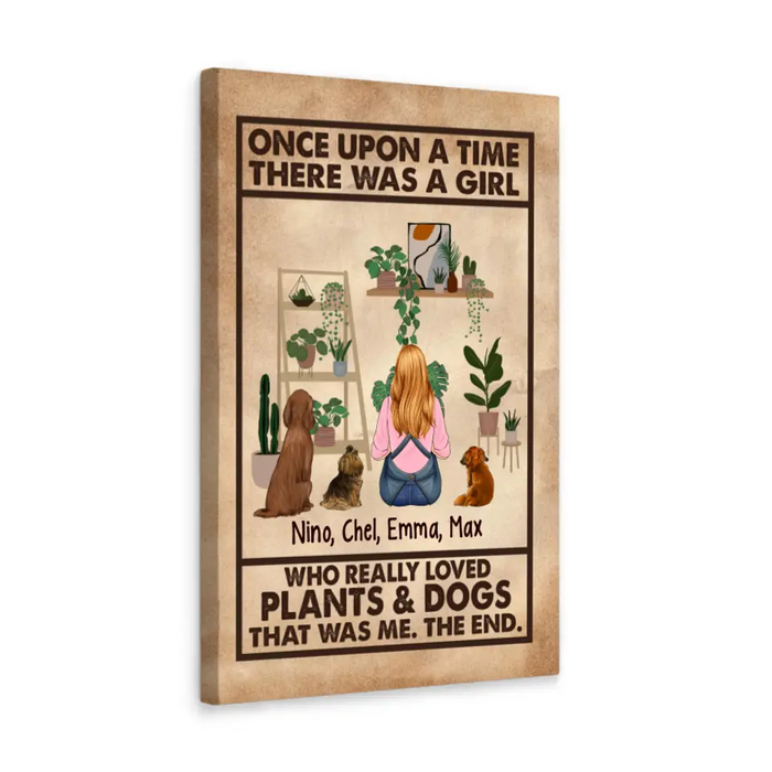 Personalized Canvas, A Girl Who Really Loved Plants And Dogs, Gift For Gardeners And Dog Lovers