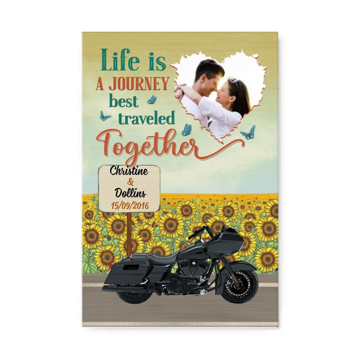 Personalized Canvas/Poster, Life Is A Journey Best Traveled Together, Photo Upload Gifts, Gifts For Riding Couples