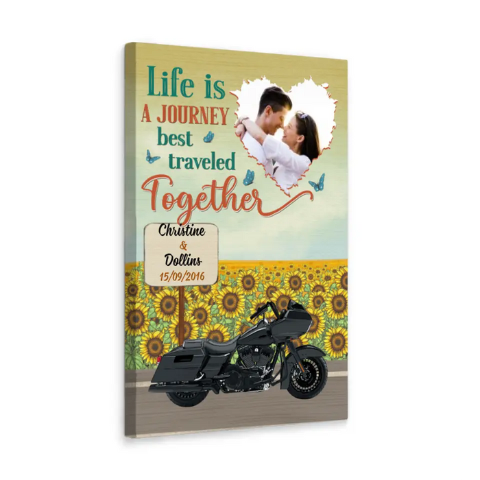 Personalized Canvas/Poster, Life Is A Journey Best Traveled Together, Photo Upload Gifts, Gifts For Riding Couples