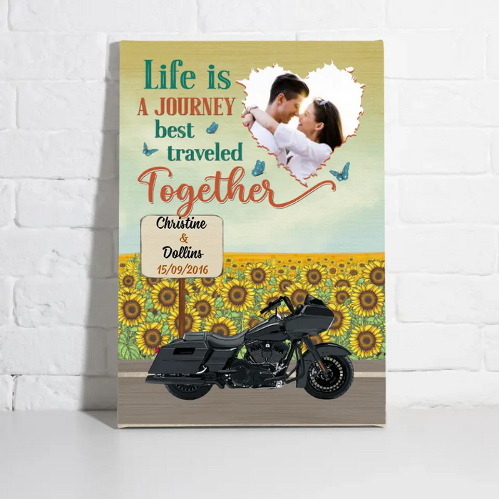 Personalized Canvas/Poster, Life Is A Journey Best Traveled Together, Photo Upload Gifts, Gifts For Riding Couples