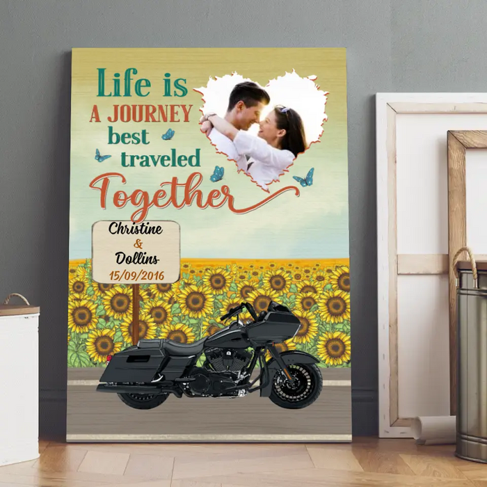 Personalized Canvas/Poster, Life Is A Journey Best Traveled Together, Photo Upload Gifts, Gifts For Riding Couples