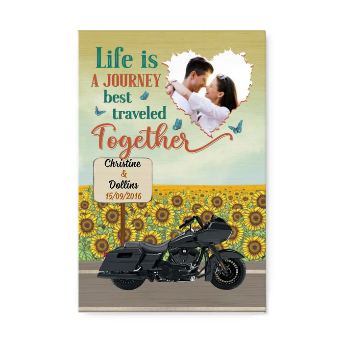 Personalized Canvas/Poster, Life Is A Journey Best Traveled Together, Photo Upload Gifts, Gifts For Riding Couples