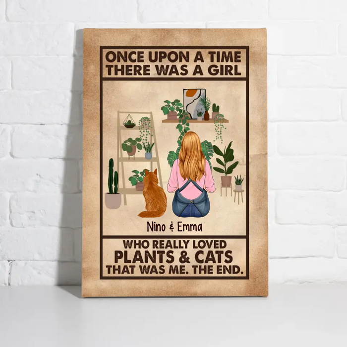 Personalized Canvas, A Girl Who Really Loved Plants And Cats, Gift For Gardeners And Cat Lovers