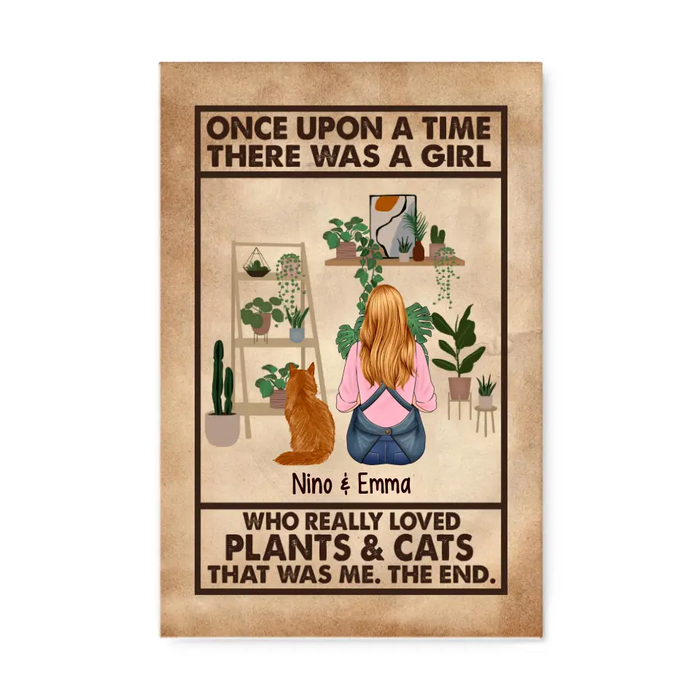 Personalized Canvas, A Girl Who Really Loved Plants And Cats, Gift For Gardeners And Cat Lovers