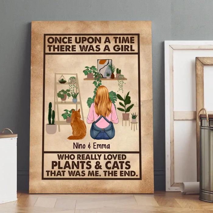 Personalized Canvas, A Girl Who Really Loved Plants And Cats, Gift For Gardeners And Cat Lovers