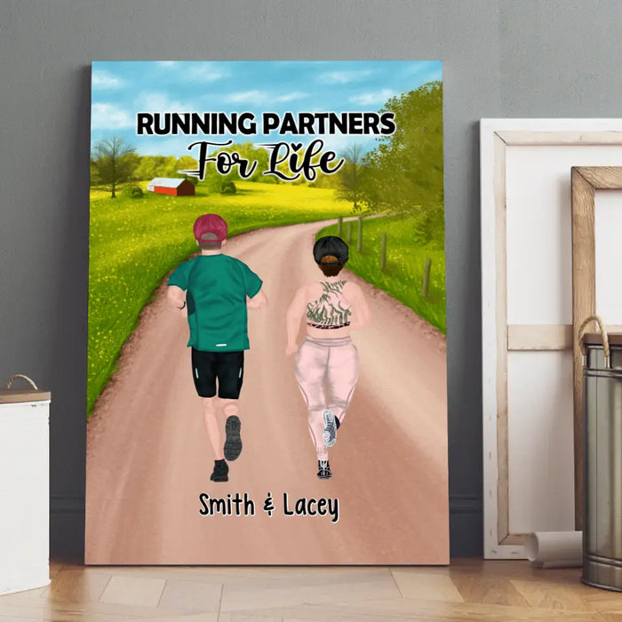 Personalized Canvas, Running Partners For Life, Gift For Running Couple And Friends