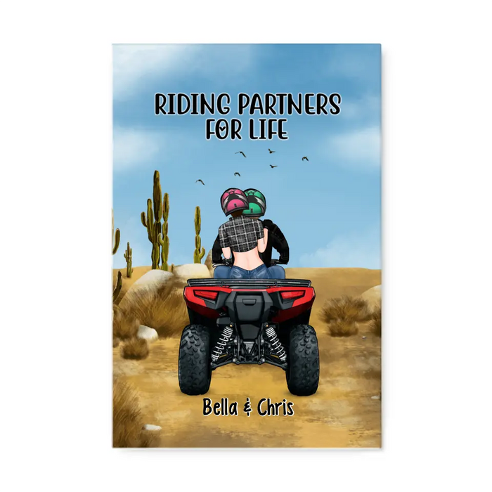 Personalized Canvas, All-Terrain Vehicle Riding Partners, Gift for ATV Quad Bike Couples