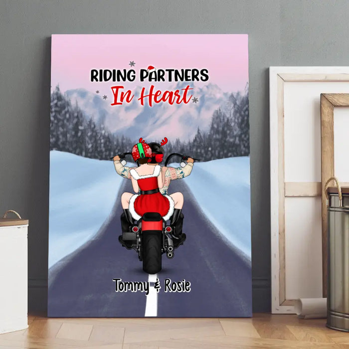 Personalized Canvas/Poster, Motorcycle Couple, Christmas Gift For Motorcycle Lovers