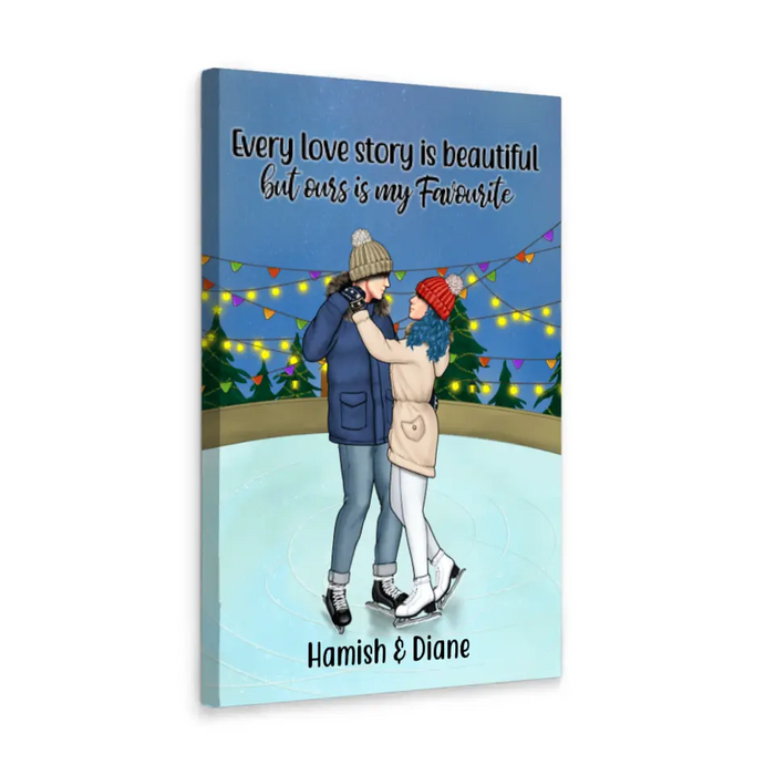 Every Love Story Is Beautiful - Personalized Gifts Custom Ice Skating Canvas/Poster For Couples, Ice Skating Gifts