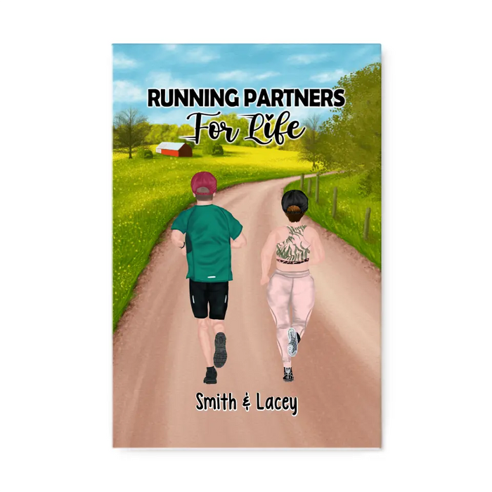 Personalized Canvas, Running Partners For Life, Gift For Running Couple And Friends