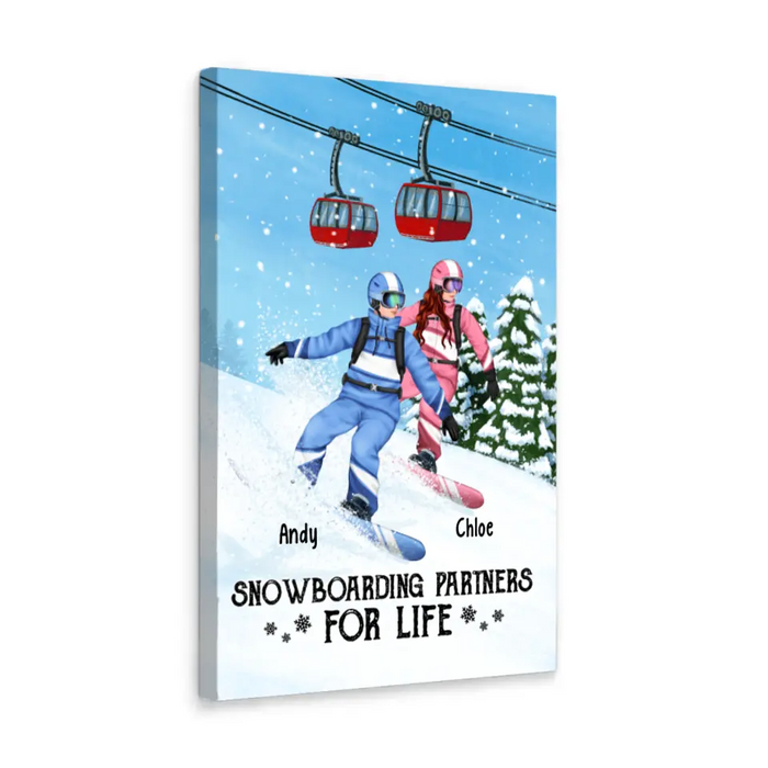 Personalized Canvas, Snowboarding Partners And Solo, Gift For Couple, Friends And Snowboarders