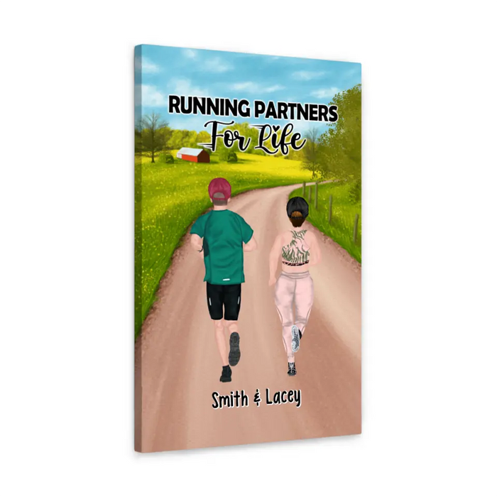 Personalized Canvas, Running Partners For Life, Gift For Running Couple And Friends