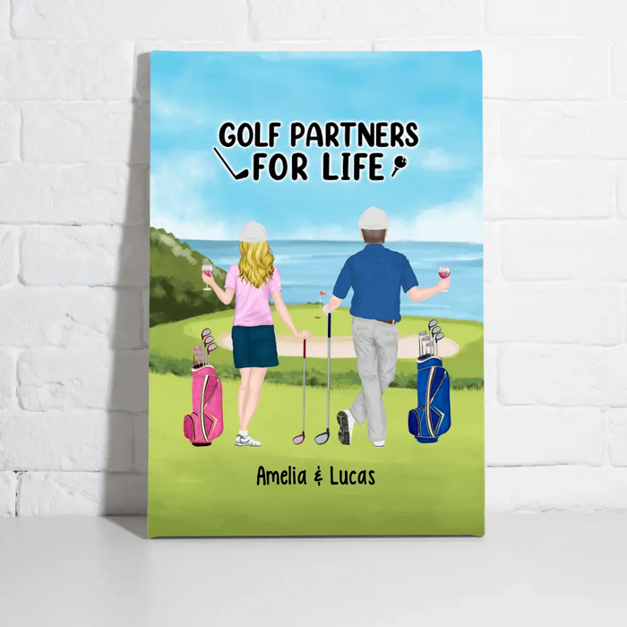 Personalized Canvas, Golf Drinking Partners - Couple And Friends Gift, Gift For Golfers