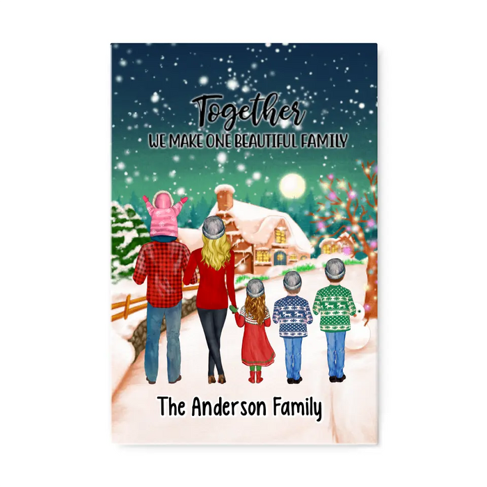 Personalized Canvas/Poster, Christmas Family Standing, Christmas Gift For Family