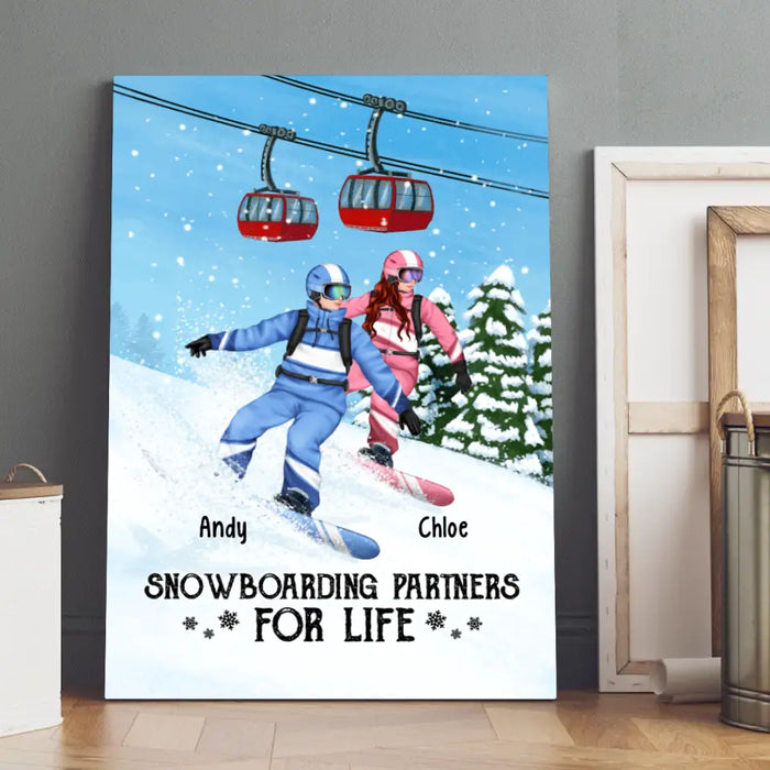 Personalized Canvas, Snowboarding Partners And Solo, Gift For Couple, Friends And Snowboarders