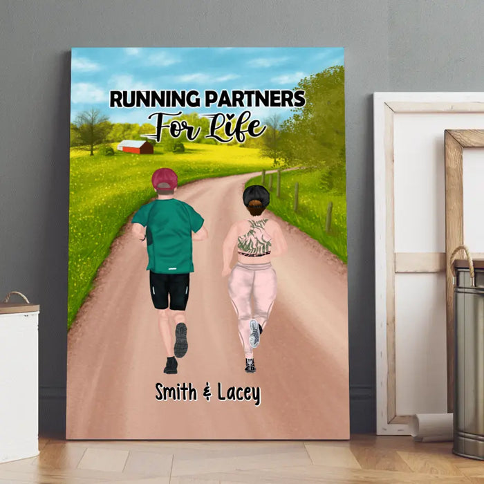 Personalized Canvas, Running Partners For Life, Gift For Running Couple And Friends