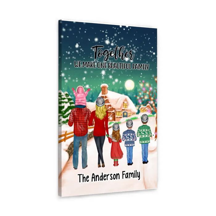 Personalized Canvas/Poster, Christmas Family Standing, Christmas Gift For Family