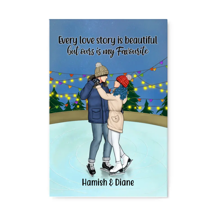 Every Love Story Is Beautiful - Personalized Gifts Custom Ice Skating Canvas/Poster For Couples, Ice Skating Gifts