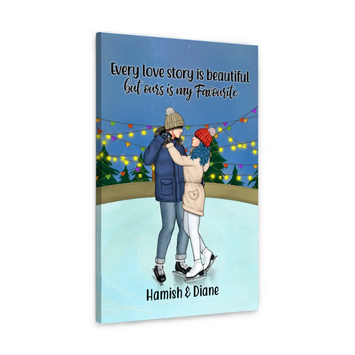 Every Love Story Is Beautiful - Personalized Gifts Custom Ice Skating Canvas/Poster For Couples, Ice Skating Gifts