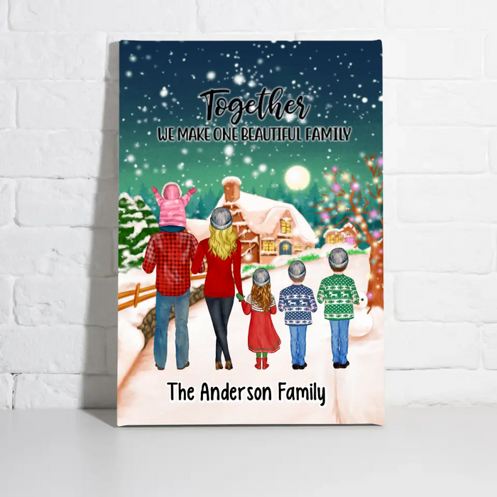 Personalized Canvas/Poster, Christmas Family Standing, Christmas Gift For Family