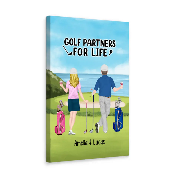 Personalized Canvas, Golf Drinking Partners - Couple And Friends Gift, Gift For Golfers