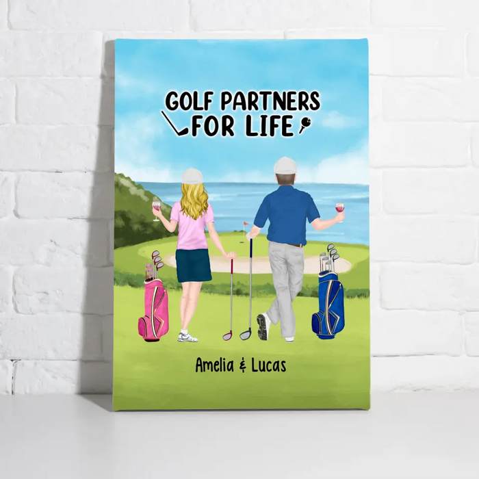 Personalized Canvas, Golf Drinking Partners - Couple And Friends Gift, Gift For Golfers