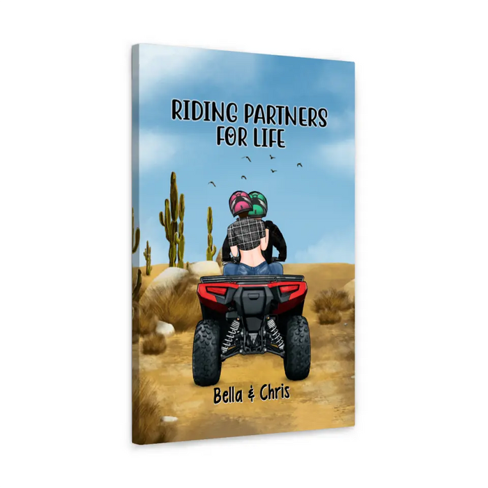 Personalized Canvas, All-Terrain Vehicle Riding Partners, Gift for ATV Quad Bike Couples